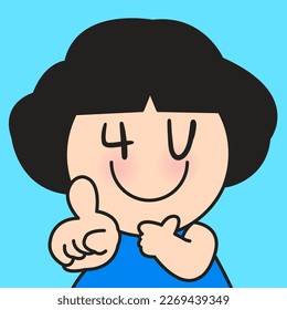Closeup Portrait Of A Happy Girl With Eyes 4 U Sign On Her Face. I Only Have Eyes for You Concept Card Character illustration