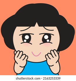 Closeup Portrait Of A Happy Girl With Grateful Face Concept Card Character illustration