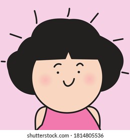 Closeup Portrait Of Happy Girl With Smiling Face Concept Card Character illustration