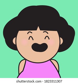 Closeup Portrait Of Happy Girl With Smiling Face Concept Card Character illustration