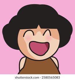 Closeup Portrait Of  A Happy Smile Young Lady Face Concept Cartoon Character illustration
