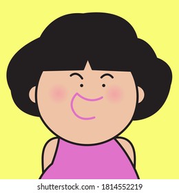 Closeup Portrait Of Moody Girl Talking To Someone Concept Card Character illustration