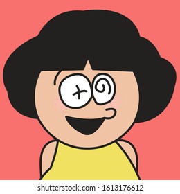 Closeup Portrait Of Nervous Confused Girl Concept Card Character illustration