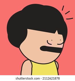 Closeup Portrait Of Nervous Girl With Scared Face Concept Card Character illustration