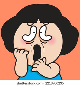 Closeup Portrait Of A Panic Girl With Scared Shocked Face Concept Card Character illustration