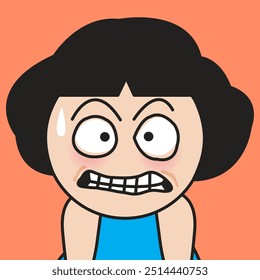 Closeup Retrato De Pânico Jovem Senhora Com Um Rosto Chocado Cartão Conceito Ilustração Personagem