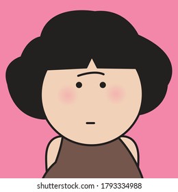 Closeup Portrait Sad And Despaired Facial Expression Girl Concept Card Character illustration