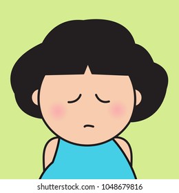 Closeup Portrait Sad Upset Girl Concept Card Character illustration