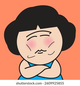 Closeup Portrait Serious Face Of A Woman Thinking Concept Cartoon Character illustration