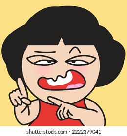 Closeup Portrait Of A Serious Woman With Hand Gesture Showing Forbidden, Don`t Do It Concept Card Character illustration