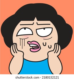 Closeup Portrait Of A Shocked Girl With Mouth Open Concept Card Character illustration