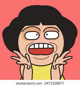Closeup Portrait Of A Shocked Young Woman Concept Card Character illustration