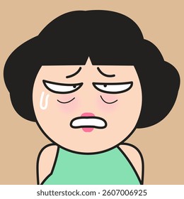 Closeup Portrait Of A Stressed Lady With Nervous Face Concept Cartoon Character illustration