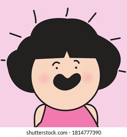 Closeup Portrait Of Surprised Girl With Curious Face Concept Card Character illustration