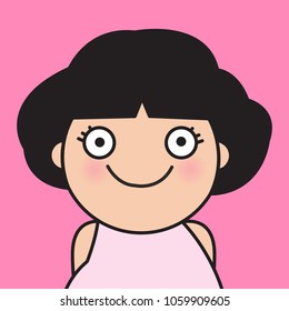 Closeup Portrait Of  Surprised Smiling Face Girl Concept Card Character illustration