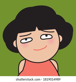 Closeup Portrait Of A Sympathetic Girl With Caring Look Concept Card Character illustration