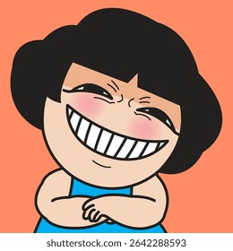 Closeup Portrait Of A Tricky Cunning Smile Young Lady Concept Cartoon Character illustration