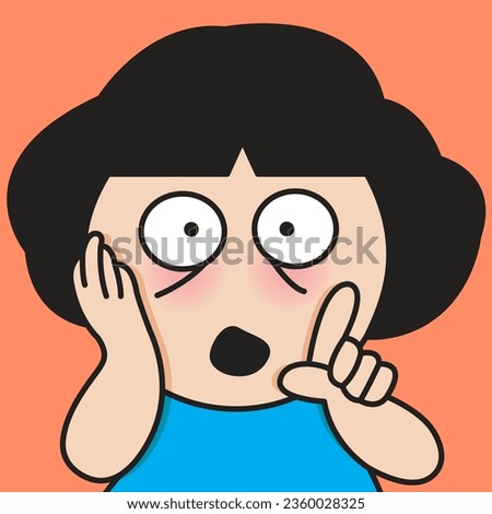 Closeup Portrait Of An Unbelieveable Face And Gesture Concept Card Character illustration