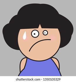 Closeup Portrait Worried Anxiety Stressful Girl Dealing With Unexpected Events Facial Expression Concept Card Character illustration