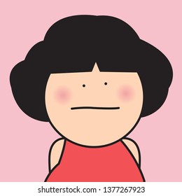 Closeup Portrait Young Girl Feeling Empty And Doesn't Want To Say Anything Concept Card Character illustration