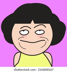 Closeup Portrait Of Young Girl Trying To Hold Back Her Laugh Concept Card Character illustration