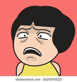 Closeup Portrait Of Young Lady Frightened Shocked Face Concept Cartoon Character illustration