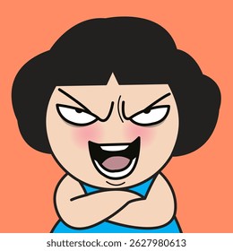 Closeup Portrait Of A Young Lady With A Pensive Sly Look On Her Face Concept Cartoon Character illustration