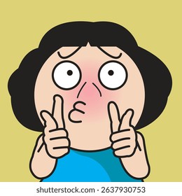 Closeup Portrait Of A Young Woman Making Funny Fooling Face Concept Cartoon Character illustration