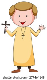 Closeup Priest in uniform holding a cross