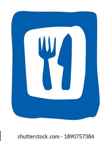 Closeup public diner bar buffet cafeteria route info plate logo element set. Outline black hand drawn business rest dine bistro menu rule button concept design sketch. Doodle cartoon white line style