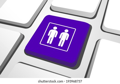 Close-up of purple homosexual couple as a computer icon on a keyboard button.