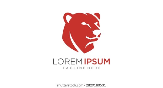 Closeup of red bear head logo