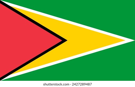 Close-up of red, black, yellow, white and green national flag of South American country of Guyana. Illustration made February 18th, 2024, Zurich, Switzerland.