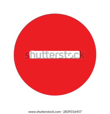 Close-up of a red circular prohibition sign featuring a white horizontal bar, indicating restriction or no entry in various contexts.