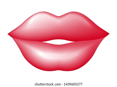 Closeup red lips. Vector illustration isolated on white background. Eps10. RGB. Global color
