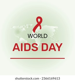 Closeup red ribbon HIV, world AIDS day awareness ribbon and the text on red background. Healthcare and medicine concept.