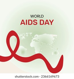Closeup red ribbon HIV, world AIDS day awareness ribbon and the text on red background. Healthcare and medicine concept.