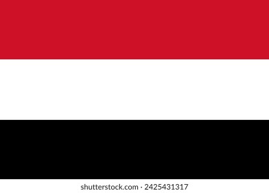 Close-up of red white and black national flag of Asian country of Yemen. Illustration made February 14th, 2024, Zurich, Switzerland.