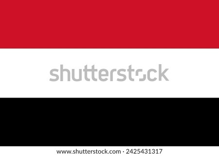 Close-up of red white and black national flag of Asian country of Yemen. Illustration made February 14th, 2024, Zurich, Switzerland.