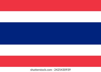 Close-up of red white and blue national flag of Asian country of Kingdom of Thailand. Illustration made February 14th, 2024, Zurich, Switzerland.