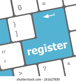 Closeup of register key in a modern keyboard