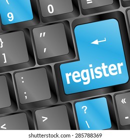 Closeup of register key in a modern keyboard, raster vector