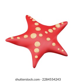 Close-up render of a red starfish with suckers. vector illustration 3d