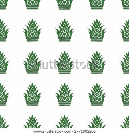 Close-up of a repeating pattern featuring green pineapple shapes, creating a visually appealing design.