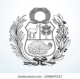 Closeup retro color land city glory pride day unity shield tree leaf wreath shap view text space. Print line web art lama cornucopia liberty peace trade elect sport unit sticker seal heraldry card set