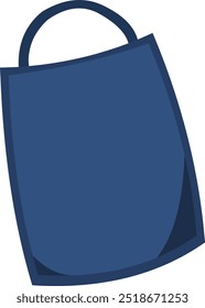 Close-up of reusable grocery bag dark blue vector illustration. Dark blue fabric bag for shopping isolated on white