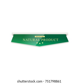 Close-up of ribbon banner isolated on white background. Sticker for advertisement, promotion, marketing, ads and web site. Modern concept design