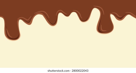 closeup of rich melting chocolate with smooth drips on a neutral beige surface ideal for dessert or confectionery themes