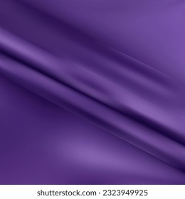 Closeup of rippled purple silk fabric