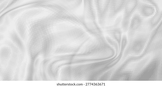 Close-up of rippled white silk fabric.vector eps10